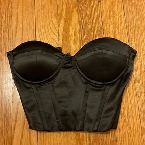 Black Satin Corset Top - Princess Polly